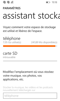 Microsoft Lumia 435 : Assistant Stockage
