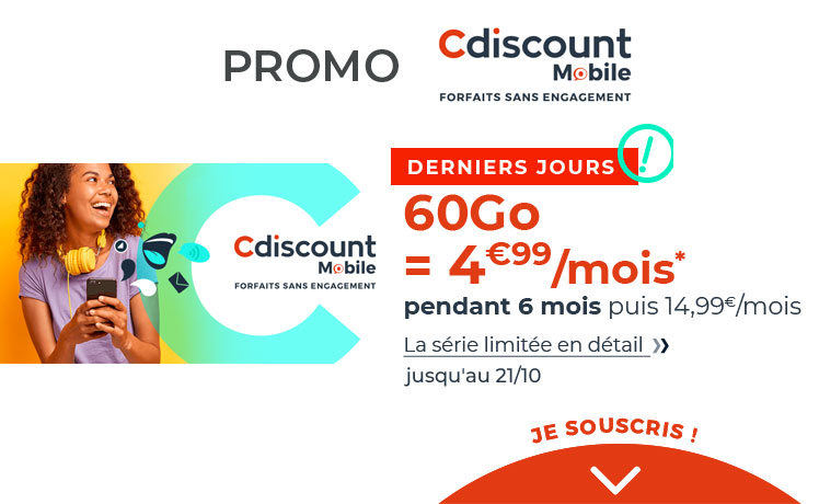 Forfait mobile à 4.99€, dernier jour pour profiter de la promo Cdiscount Mobile