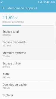 Samsung Galaxy S7 Edge interface
