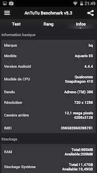bq Aquaris E5 4G antutu
