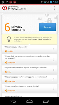 Privacy Scanner pour Facebook, une excellente appli gratuite pour vérifier les paramètres de confidentialité (Android)