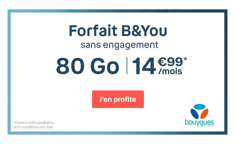 Festival de promotions sur les forfaits mobiles B&You dont le forfait 80 Go à 14.99€