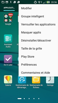 Asus ZenFone Max : menu des applications