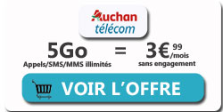 promo forfait 5Go Auchan Teleocm à 3.99?