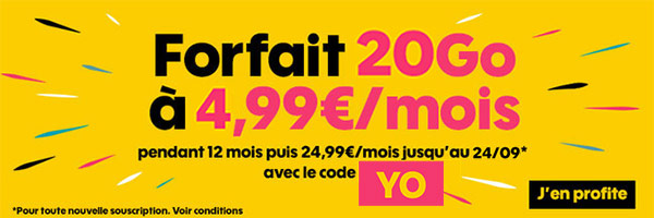Sosh : le forfait mobile 20 Go à 4,99 euros et le forfait 50 Go à 9,99 euros (promotion)