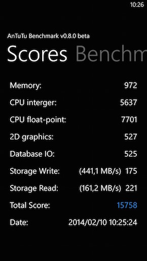 Nokia Lumia 1320 : AnTuTu Benchmark