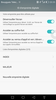 Huawei Ascend Mate 7 : paramètres du lecteur d'empreinte