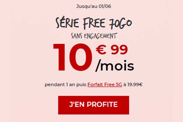 Forfait Free Mobile : Dernier jour pour profiter de la série Free 70Go à 10.99€ !
