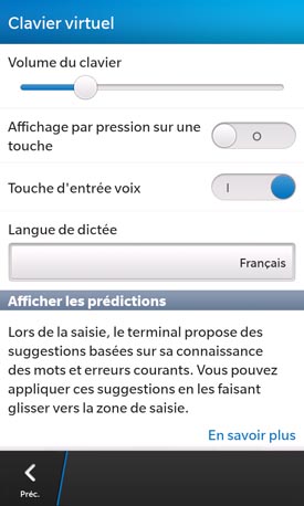 BlackBerry Z10 : clavier virtuel