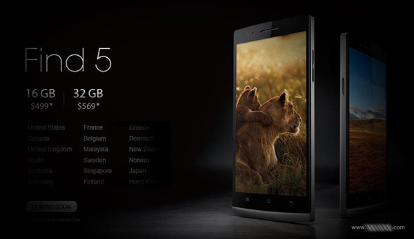 Oppo Find 5 : enfin un Android doté d'un écran de 5 pouces Full HD annoncé pour la France !