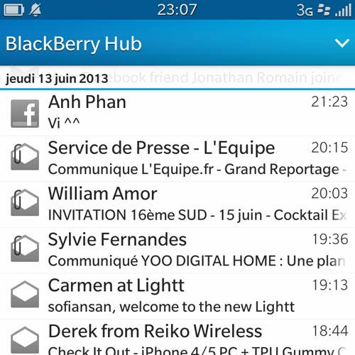 BlackBerry Q10 : hub BlackBerry 10