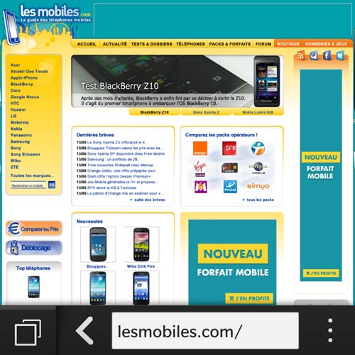 BlackBerry Q5 : navigateur Web