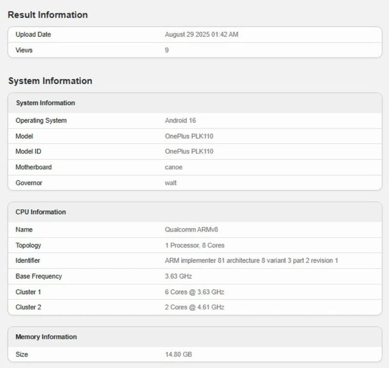 OnePlus 15 geekbench