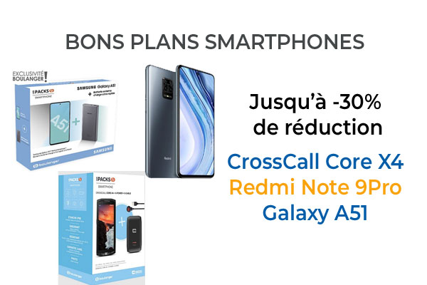 Soldes Smartphones : des promotions exclusives sur le Crosscall Core X4, le Galaxy A51 et le Redmi Note 9 Pro chez Fnac et Boulanger