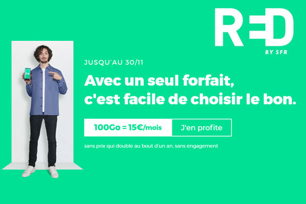 PROMO de dernière minute : forfait 100 Go RED by SFR au prix du 80 Go