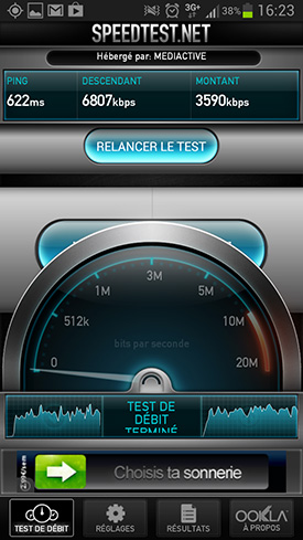 Samsung Galaxy S3 4G : speedtest