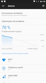 OnePlus 5 : interface (batterie)