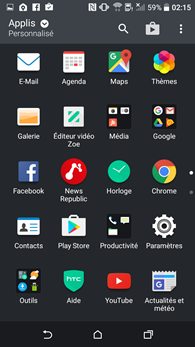 HTC Desire 530 : lanceur d'applications