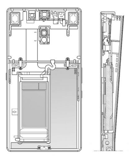 Schéma Samsung Galaxy avec écran flexible