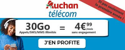 promo forfait Auchan Telecom 30Go