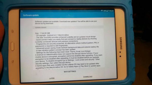 Samsung Galaxy Tab A 8.0 : Android Marshmallow commence à être déployé