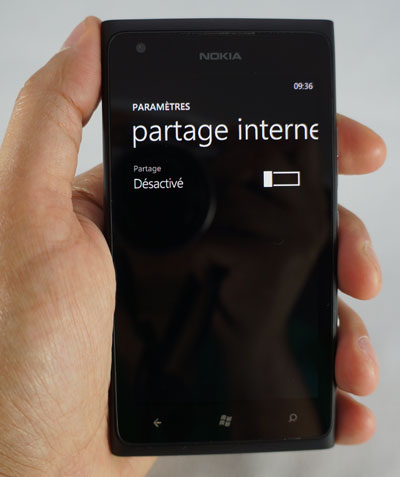Test Nokia Lumia 900 : partage de connexion