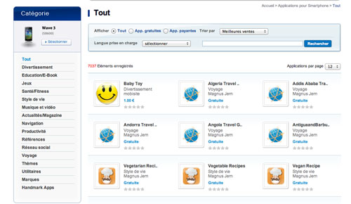 Test Samsung Galaxy Wave 3 processeur 1,4 GHz dos coulissant écran super amoled 4 pouces 5 mégapixels Bada 2.0 Live Panel Samsung Apps