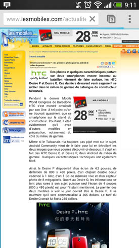 HTC One : navigateur