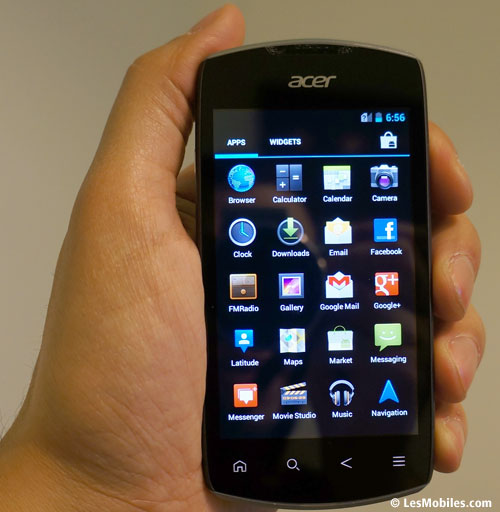 prise en main acer liquid glow android 4.0 ICS entrée de gamme