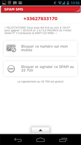 SFR Anti-SPAM : SPAM SMS