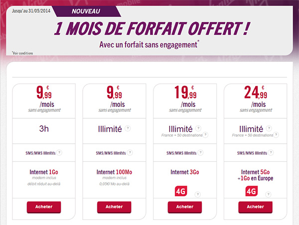 Virgin Mobile : 1 mois de forfait offert