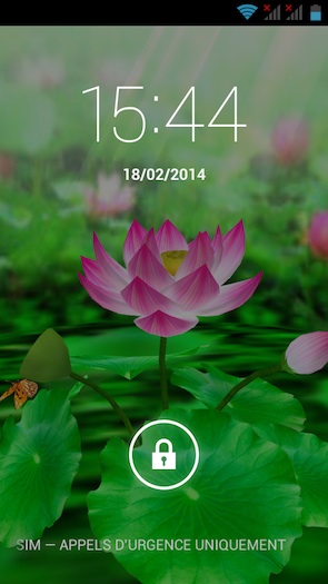 Kazam Thunder Q4.5 : écran de verouillage