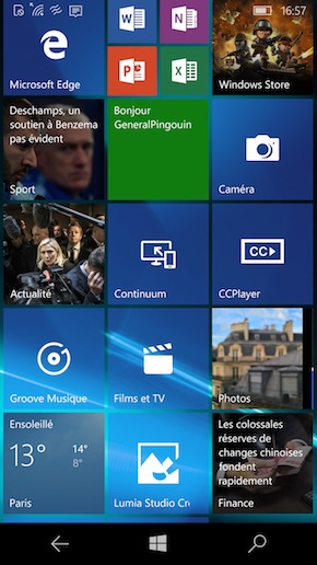 Windows 10 interface