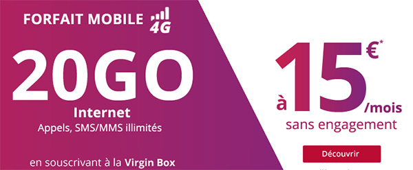Virgin Mobile : une offre quadruple play avec un forfait mobile 20 Go en 4G