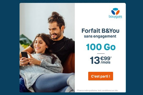 Bonne nouvelle ! Le forfait mobile B&You 100Go de Bouygues Telecom baisse de prix