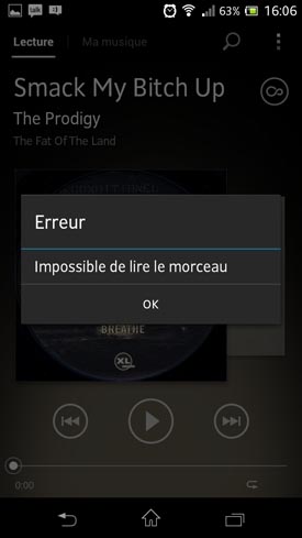 Sony Xperia T : lecteur musical