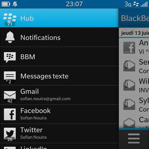 BlackBerry Q10 : hub BlackBerry 10