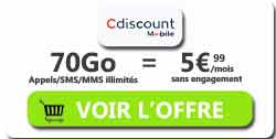 promo Cdiscount Mobile 70Go