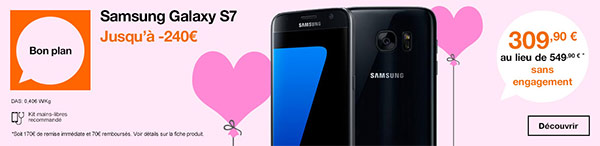 Orange : promotion Saint-Valentin sur le Samsung Galaxy S7
