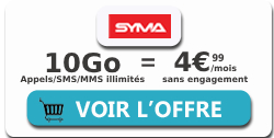 promo forfait Syma Mobile 10Go