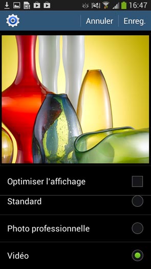 Samsung Galaxy S4 Mini : paramètres affichage