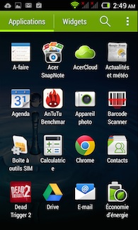 Acer Liquid Z4 interface