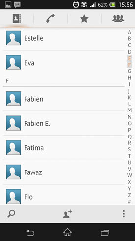 Sony Xperia Z contacts