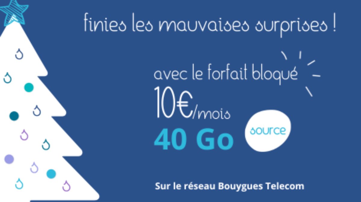 Découvrez le forfait mobile 40 Go Source, une offre pas chère et sans mauvaise surprise qui fonctionne sur l’excellent réseau Bouygues Telecom !
