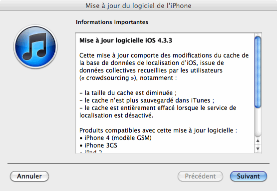 iOS 4.3.3 est disponible