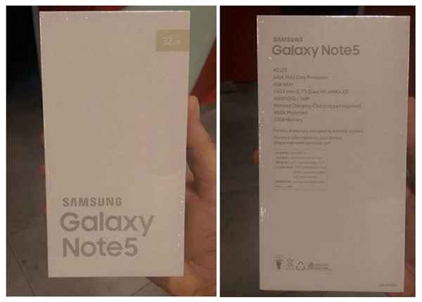 Le coffret du Samsung Galaxy Note 5 photographié