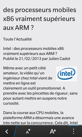 BlackBerry Z10 : navigateur Web