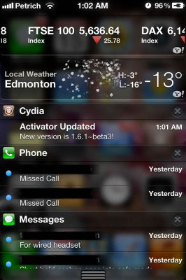 CydiaBulletin : les mises à jour des applis Cydia dans le centre de notifications sur iPhone et iPad 
