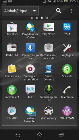Sony Xperia Z applications