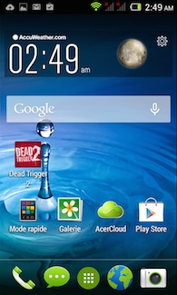 Acer Liquid Z4 interface